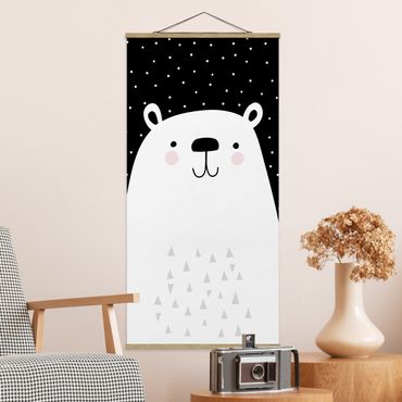 Tableau en tissu avec porte-affiche - Zoo With Patterns - Polar Bear