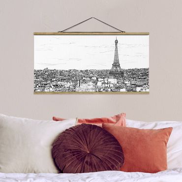 Tableau en tissu avec porte-affiche - City Study - Paris