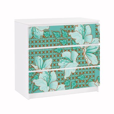 Papier adhésif pour meuble IKEA - Malm commode 3x tiroirs - Oriental Flower Pattern