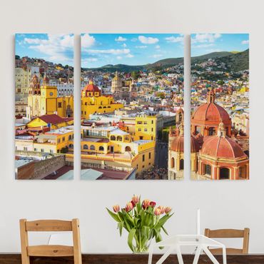 Impression sur toile 3 parties - Colourful Houses Guanajuato