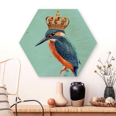 Hexagone en bois - Kingfisher With Crown