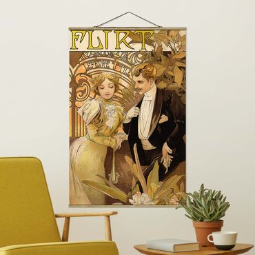 Tableau en tissu avec porte-affiche - Alfons Mucha - Advertising Poster For Flirt Biscuits