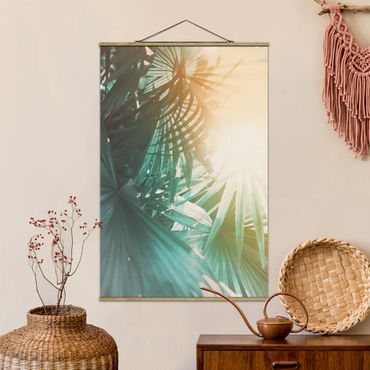 Tableau en tissu avec porte-affiche - Tropical Plants Palm Trees At Sunset