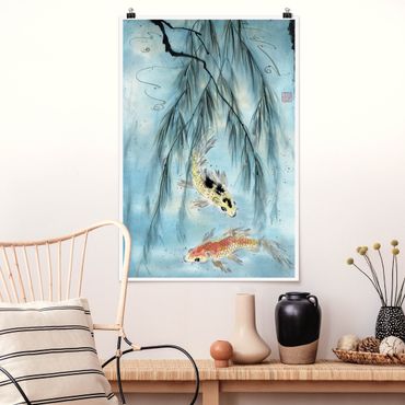 Poster - Japanese Watercolour Drawing Goldfish II