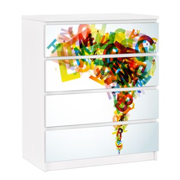Papier adhésif pour meuble IKEA - Malm commode 4x tiroirs - Rainbow Alphabet