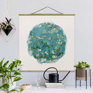 Tableau en tissu avec porte-affiche - WaterColours - Vincent Van Gogh - Almond Blossom