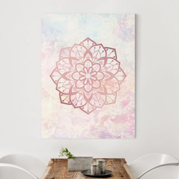 Impression sur toile - Mandala Illustration Flower Rose Pastel