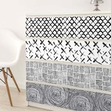 Papier adhésif pour meuble - Set Of 4 Modern Brushstroke Patterns
