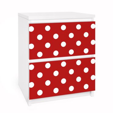 Papier adhésif pour meuble IKEA - Malm commode 2x tiroirs - No.DS92 Dot Design Girly Red