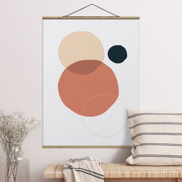 Tableau en tissu avec porte-affiche - Line Art Circles Pastel