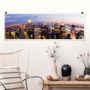 Poster panoramique architecture & skyline - New York Skyline At Night