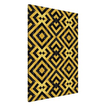 Tableau magnétique - Geometrical Tile Mix Art Deco Gold Black Marble