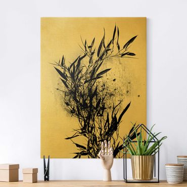 Tableau sur toile or - Graphical Plant World - Black Bamboo
