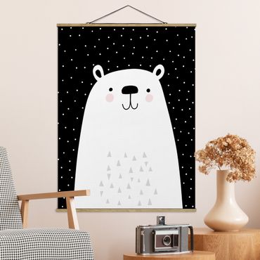 Tableau en tissu avec porte-affiche - Zoo With Patterns - Polar Bear