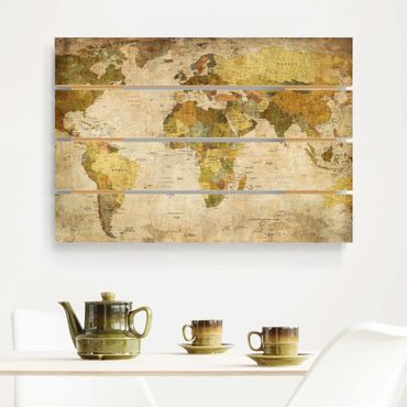 Impression sur bois - World map