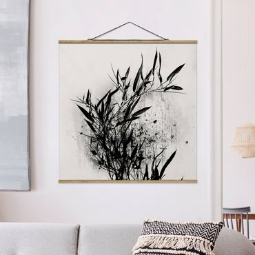 Tableau en tissu avec porte-affiche - Graphical Plant World - Black Bamboo