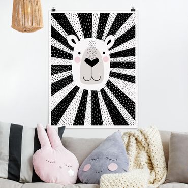 Poster chambre enfant - Zoo With Patterns - Lion