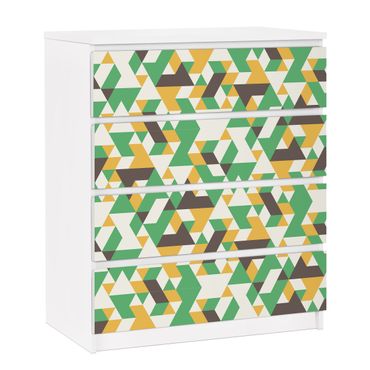 Papier adhésif pour meuble IKEA - Malm commode 4x tiroirs - No.RY34 Green Triangles