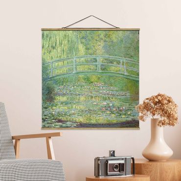 Tableau en tissu avec porte-affiche - Claude Monet - Japanese Bridge