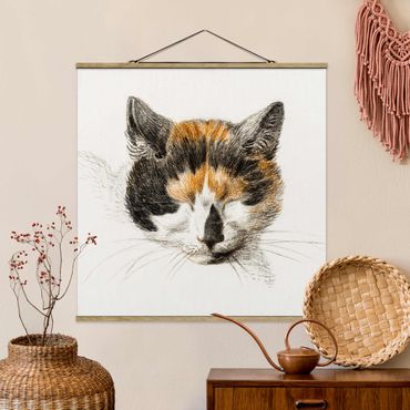 Tableau en tissu avec porte-affiche - Vintage Drawing Cat IV