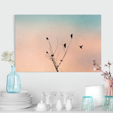 Impression sur toile - Birds In Front Of Rose Sun II