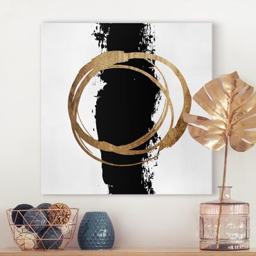 Impression sur toile - Abstract Shapes - Gold And Black
