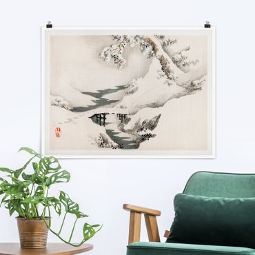 Poster - Asian Vintage Drawing Winter Landscape