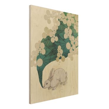 Impression sur bois - Illustration Bunny With Dots And Triangles