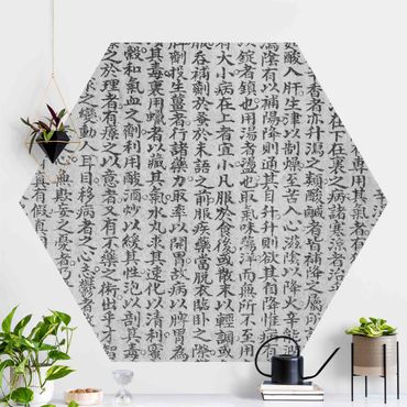 Papier peint hexagonal autocollant avec dessins - Chinese Characters Black And White