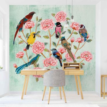 Walpaper - Chinoiserie Collage In Mint