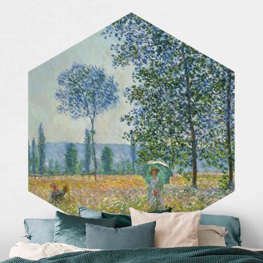 Papier peint hexagonal autocollant avec dessins - Claude Monet - Fields In Spring