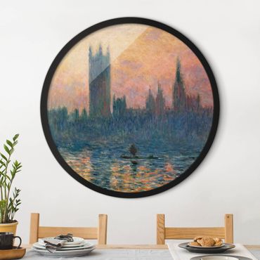 Tableau rond encadré - Claude Monet - London Sunset