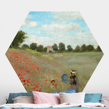 Papier peint hexagonal autocollant avec dessins - Claude Monet - Poppy Field At Argenteuil