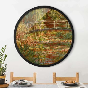Tableau rond encadré - Claude Monet - Waterlily Pond And Japanese Bridge (Harmony In Pink)