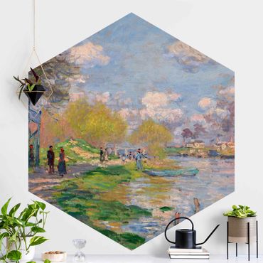 Papier peint hexagonal autocollant avec dessins - Claude Monet - River Seine