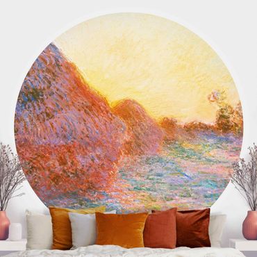 Papier peint rond autocollant - Claude Monet - Haystack In Sunlight