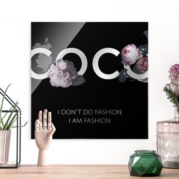 Tableau en verre - COCO - I dont´t do fashion Roses Black - Carré