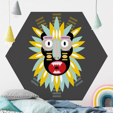 Papier peint hexagonal autocollant avec dessins - Collage Ethnic Mask - King Kong