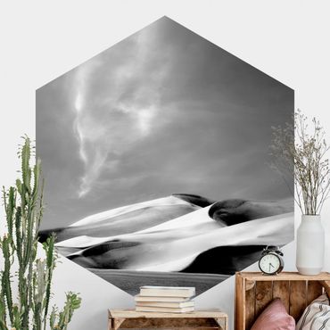 Papier peint hexagonal autocollant avec dessins - Colorado Dunes Black And White