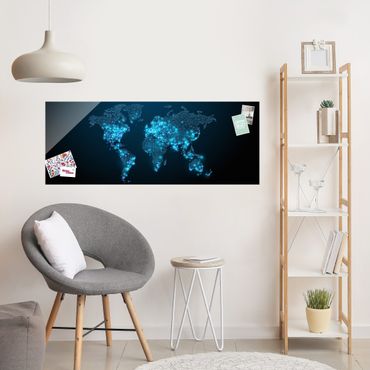 Tableau en verre - Connected World World Map