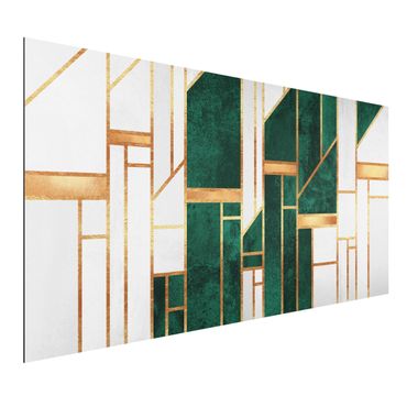 Tableau sur aluminium - Emerald And gold Geometry