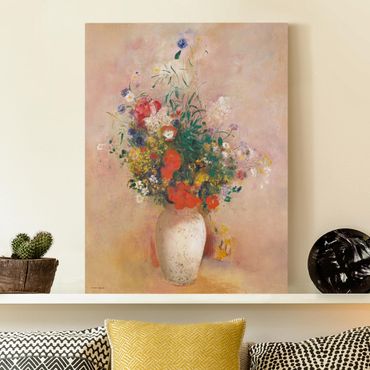 Tableau sur toile - Odilon Redon - Vase With Flowers (Rose-Colored Background)