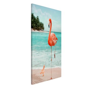 Tableau magnétique - Beach With Flamingo