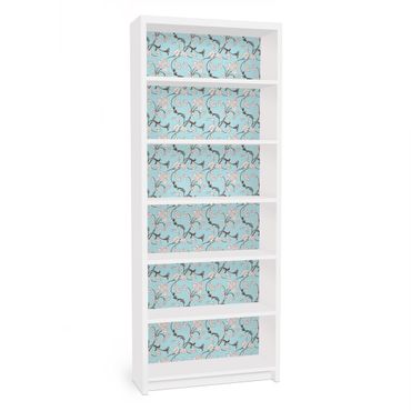 Papier adhésif pour meuble IKEA - Billy bibliothèque - Light-blue Floral Design