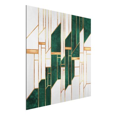 Tableau sur aluminium - Emerald And gold Geometry