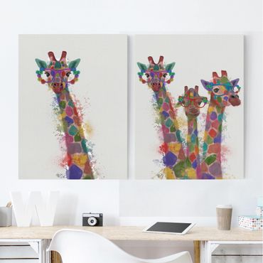 Impression sur toile - Rainbow Splash Giraffes Set I