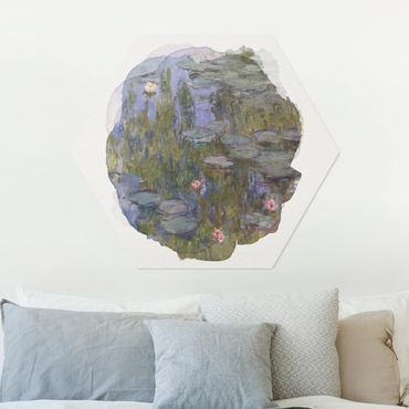 Hexagone en alu Dibond - WaterColours - Claude Monet - Water Lilies (Nympheas)