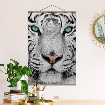 Tableau en tissu avec porte-affiche - White Tiger