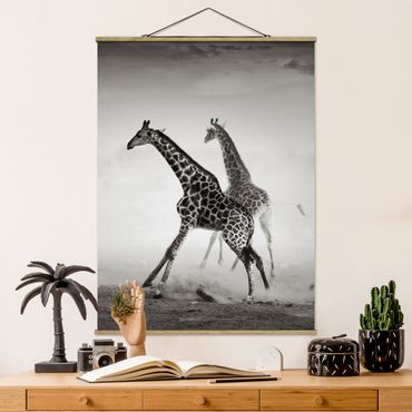 Tableau en tissu avec porte-affiche - Giraffe Hunt