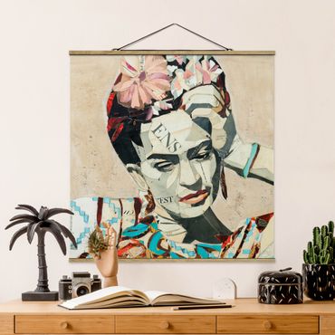 Tableau en tissu avec porte-affiche - Frida Kahlo - Collage No.1